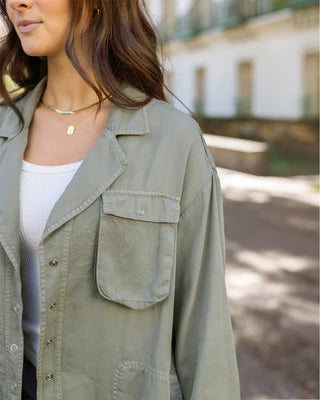 tencel lyocell utility shirt jacket