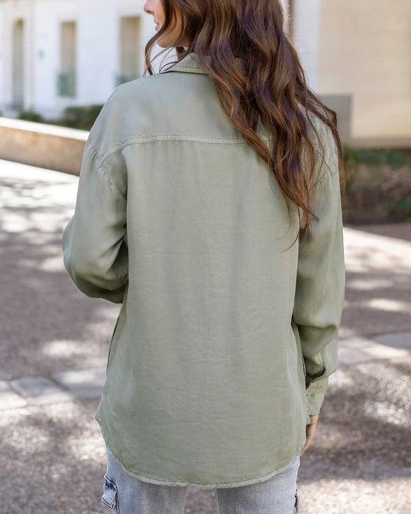 tencel lyocell utility shirt jacket