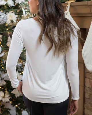 long sleeve perfect crew neck graphic tee SALE
