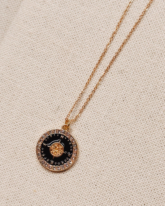Double Sided Gold Compass Necklace 85111