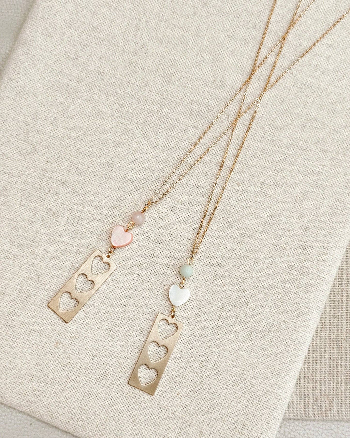 Stone with Shell & Heart Bar Necklace 244072