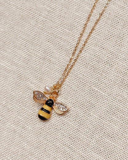 Bumblebee & Pearl Charm Necklace 86124