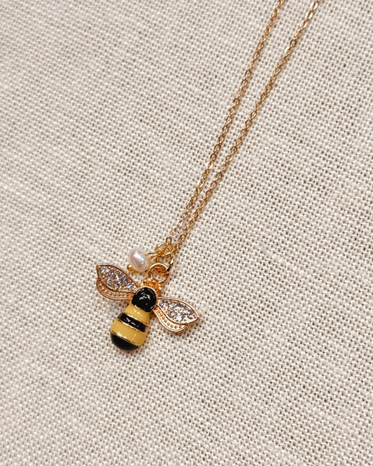 Bumblebee & Pearl Charm Necklace 86124