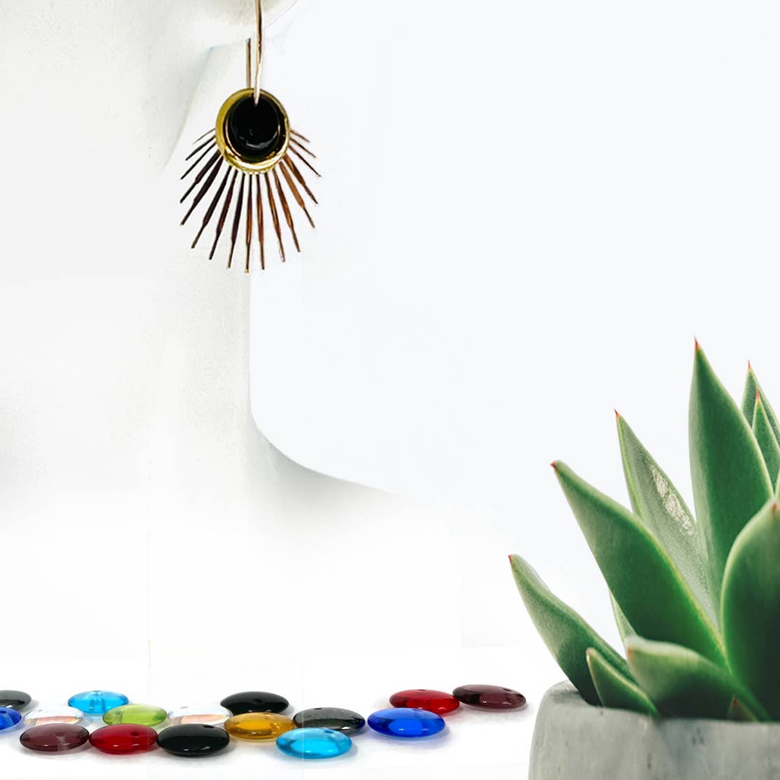 RAY38G- Gold-fill earrings with 9 interchangeable colours.