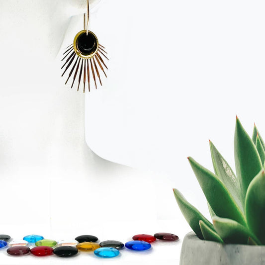 RAY38G- Gold-fill earrings with 9 interchangeable colours.