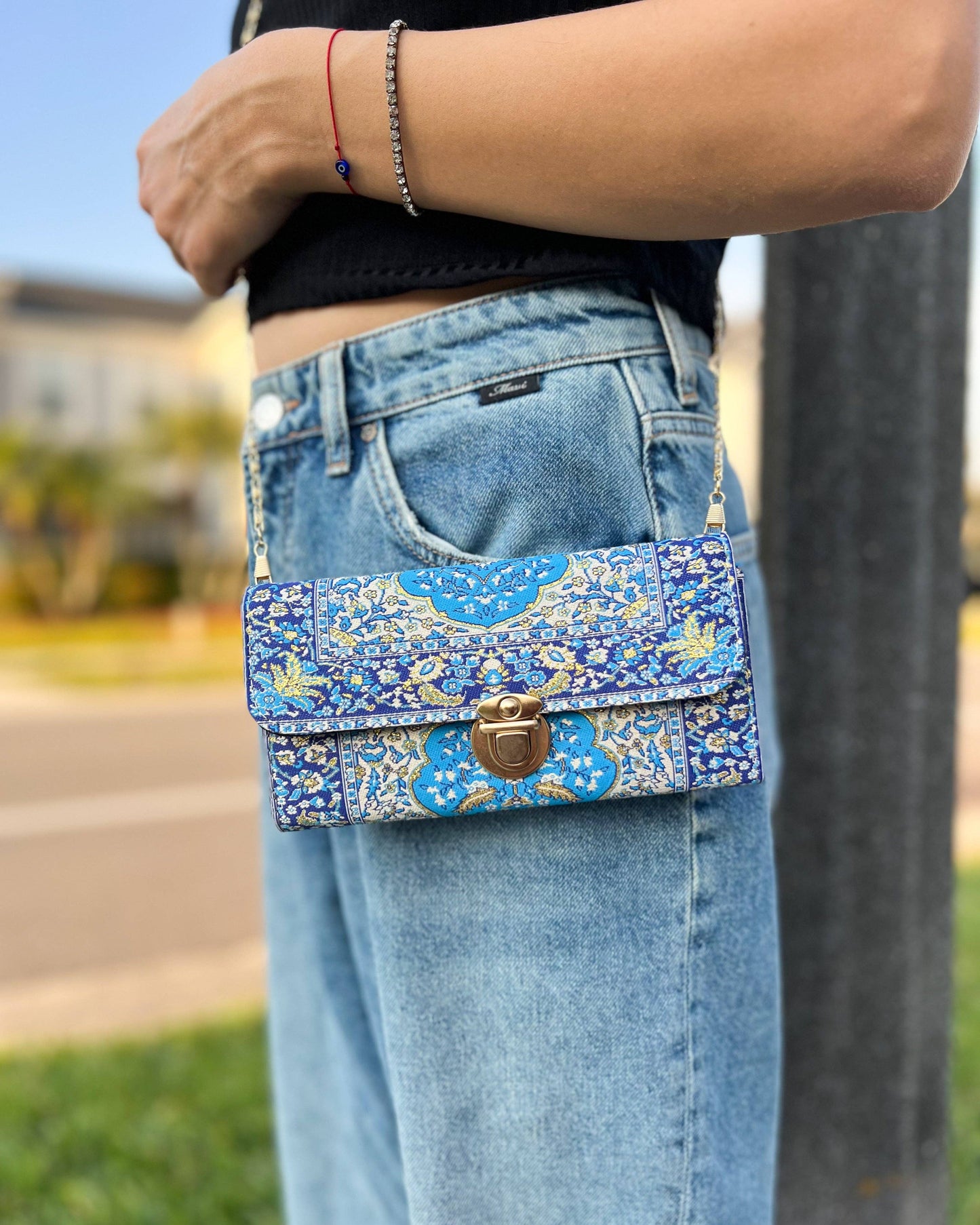 Blue &Gold Turkish Crossbody Bag
