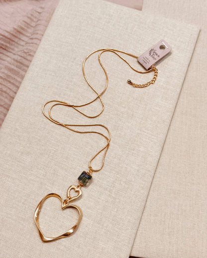 Crystal Large Heart Statement Pendant Necklace