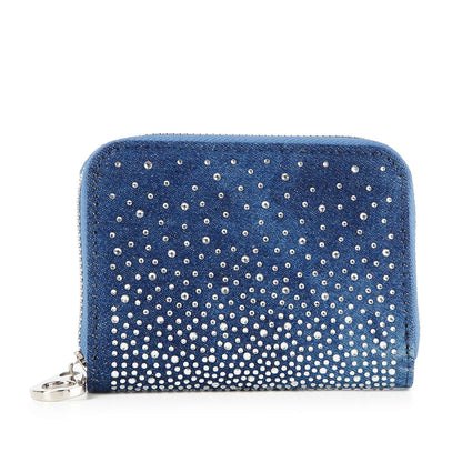 Handbag Express - Rhinestone Ombre Design Petite Zip Around Wallet