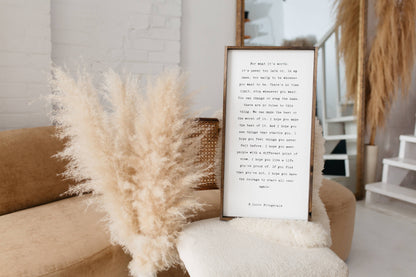For What It's Worth F. Scott Fitzgerald Wood Sign: Espresso / 19x9"