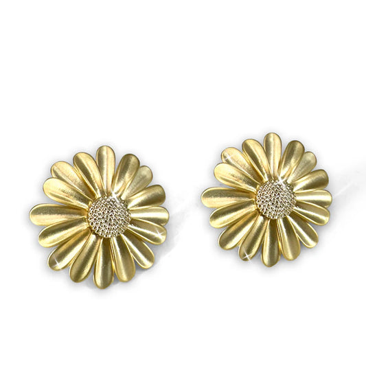 Earrings Flower Disc Gold Matte