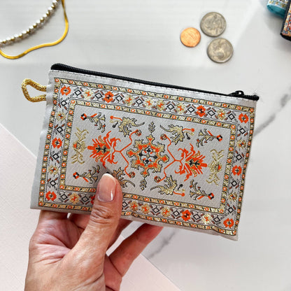Cream & Orange Coin Purse