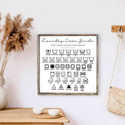 Laundry Symbols Care Guide Wood Sign: Espresso