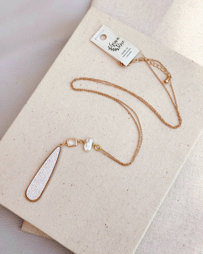 Keshi Pearl and Glass Teardrop Necklace