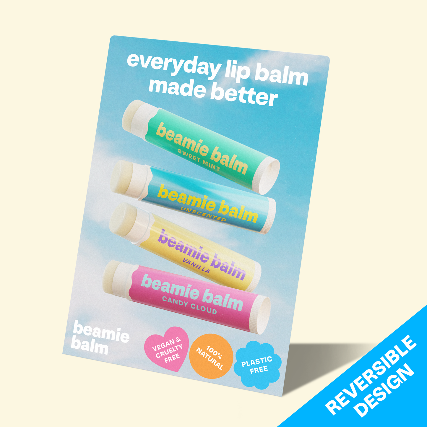Beamie - Retailer Shelf Sign: Reversible Design with Easel