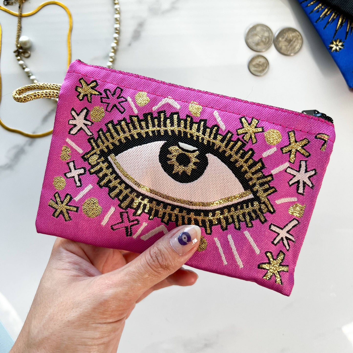 Pink Evil Eye Coin Purse