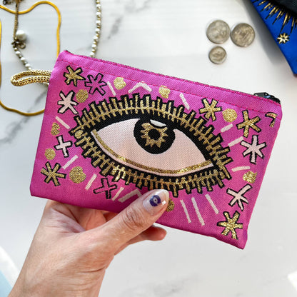 Pink Evil Eye Coin Purse