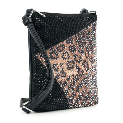 Handbag Express - Leoopard Print Rhinestone Crossbody Sling
