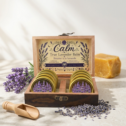 Blooming Wild Botanicals - Calm Balm True Lavender Balm  | 12 Pack + Free Wood Display