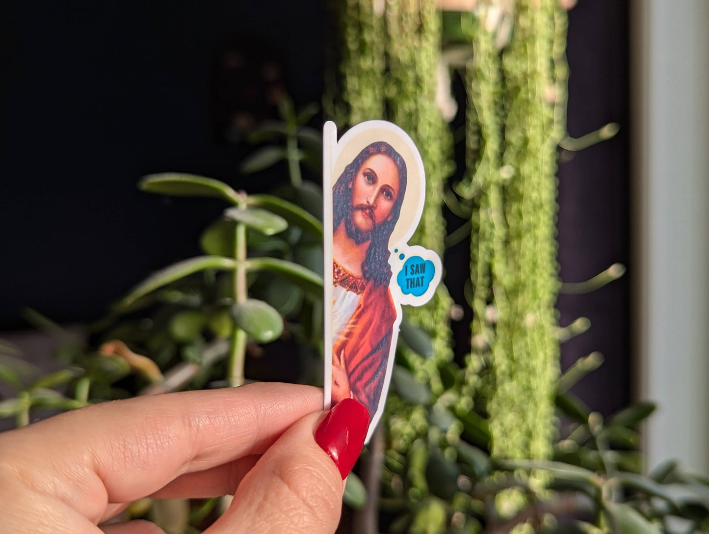 Sticky Moods - I saw that vinyl sticker, funny religious jesus humor