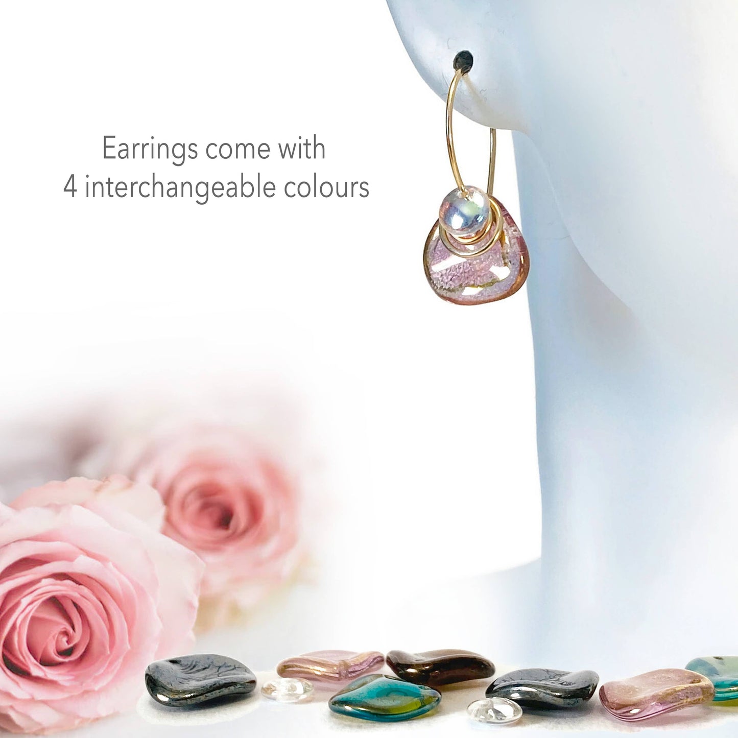 PT34GC - Dangle Earrings include 4 Interchangeable Colours