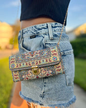 Load image into Gallery viewer, Cream Navy &amp; Red Turkish Crossbody Bag
