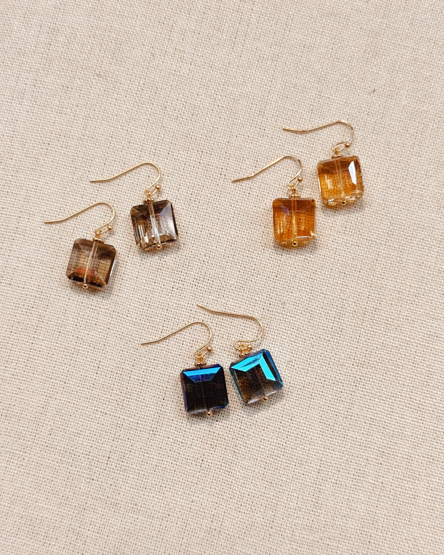 Gracie Rose Designs - Minimalist Square Crystal Dangle Earrings
