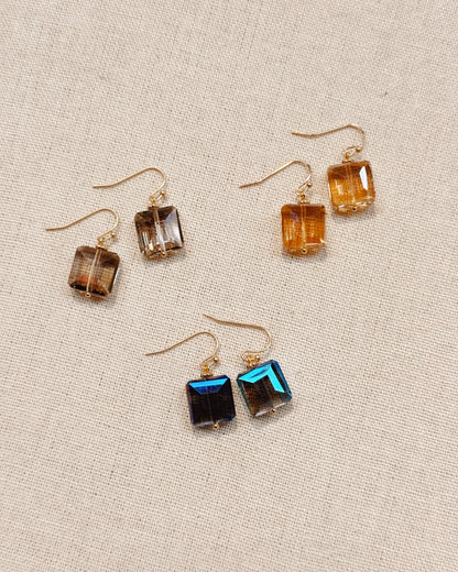 Gracie Rose Designs - Minimalist Square Crystal Dangle Earrings