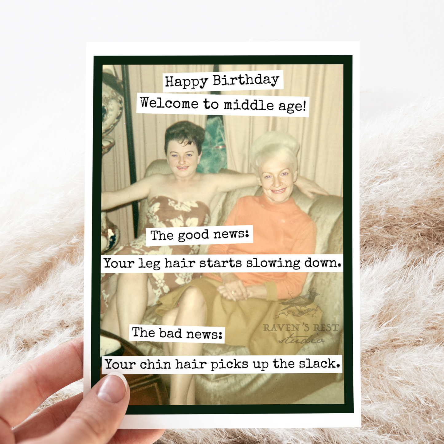 Birthday Card. Welcome to Middle Age. Chin Hair. Vintage.