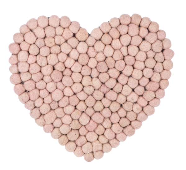 Handmade Felted Wool Pom Heart Trivet