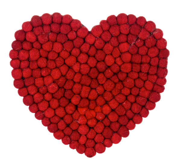 Handmade Felted Wool Pom Heart Trivet