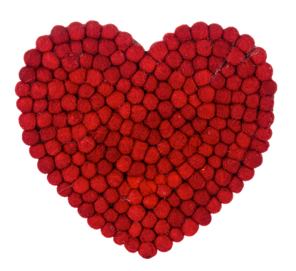 Handmade Felted Wool Pom Heart Trivet