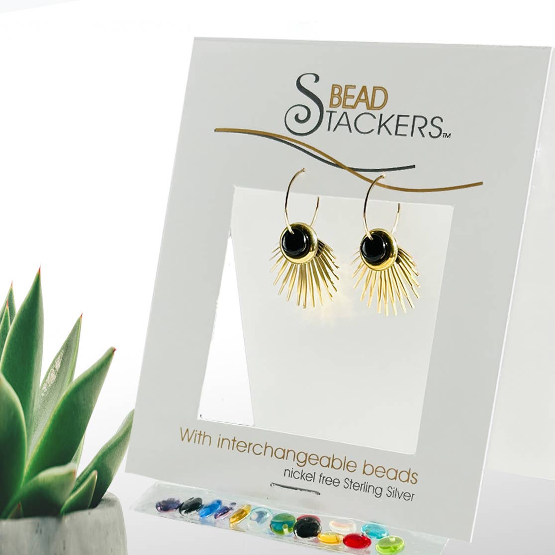 RAY38G- Gold-fill earrings with 9 interchangeable colours.