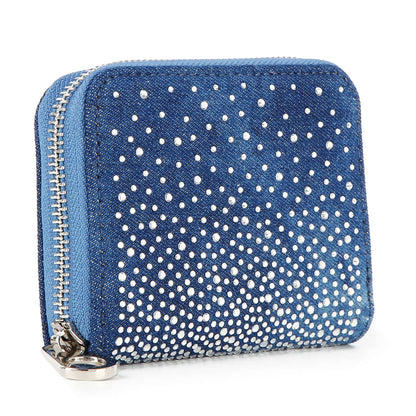 Handbag Express - Rhinestone Ombre Design Petite Zip Around Wallet