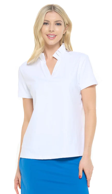 Charlotte Pleated Collar Polo Top