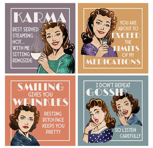 Set of 4 Funny Coasters