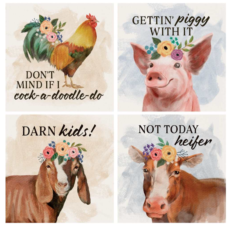 Set of 4 Funny Coasters