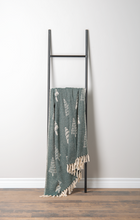Load image into Gallery viewer, Green &amp; Natural Tree Pattern Woven Throw
