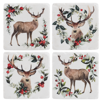Holiday Stag Coaster 4 piece Set