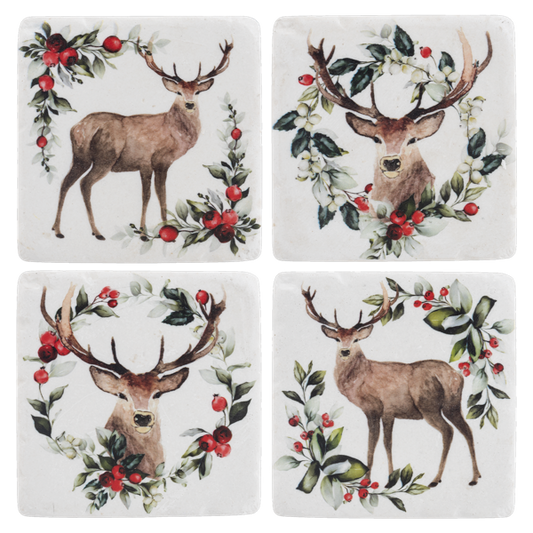 Holiday Stag Coaster 4 piece Set