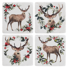 Load image into Gallery viewer, Holiday Stag Coaster 4 piece Set
