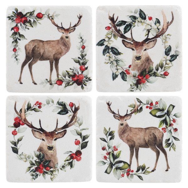 Holiday Stag Coaster 4 piece Set