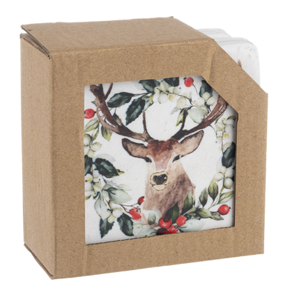 Holiday Stag Coaster 4 piece Set