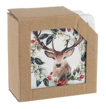 Load image into Gallery viewer, Holiday Stag Coaster 4 piece Set
