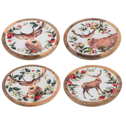 Round Holiday Stag Tidbit Tray