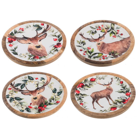 Round Holiday Stag Tidbit Tray