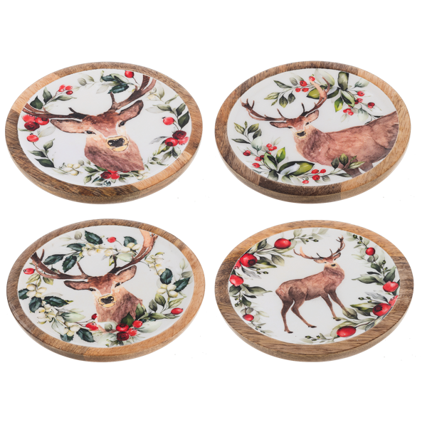 Round Holiday Stag Tidbit Tray