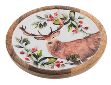 Load image into Gallery viewer, Round Holiday Stag Tidbit Tray
