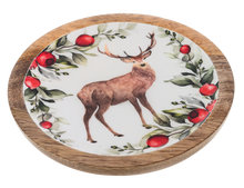 Load image into Gallery viewer, Round Holiday Stag Tidbit Tray
