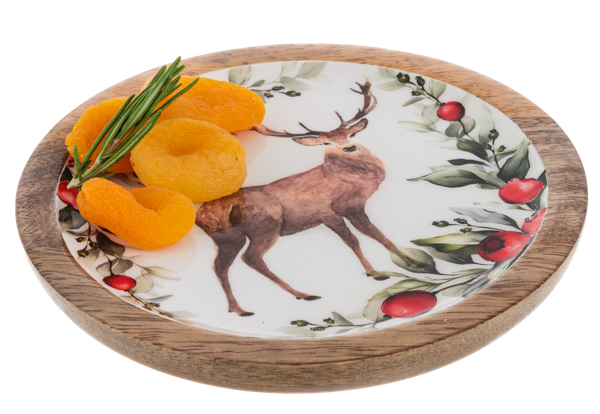 Round Holiday Stag Tidbit Tray