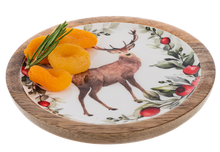 Load image into Gallery viewer, Round Holiday Stag Tidbit Tray
